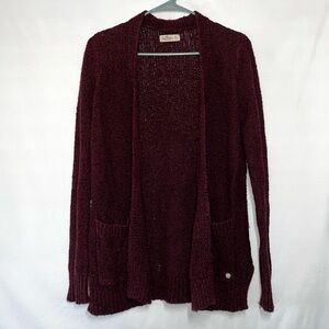 Hollister Burgundy Open-Front Cardigan